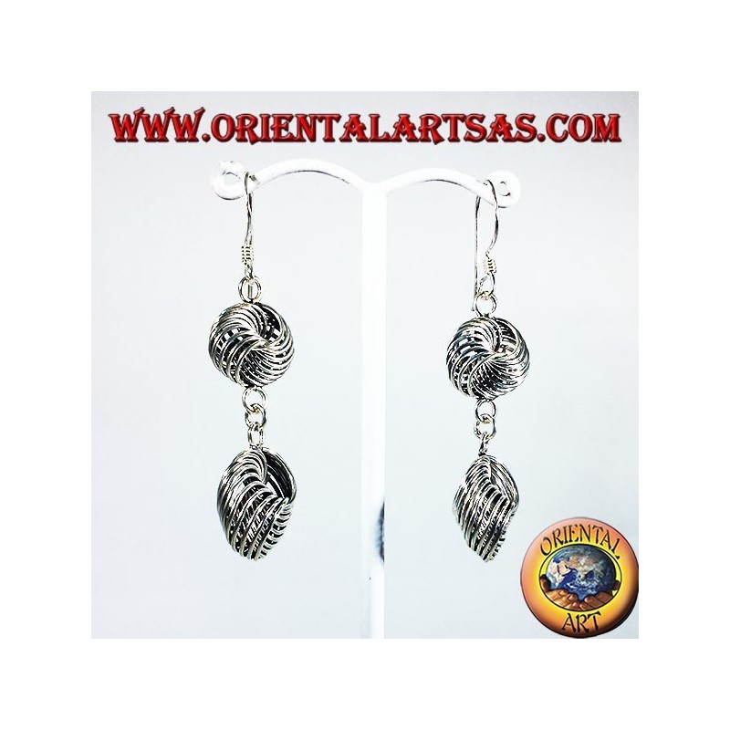 boucle d'oreille en argent, deux anneaux noeud