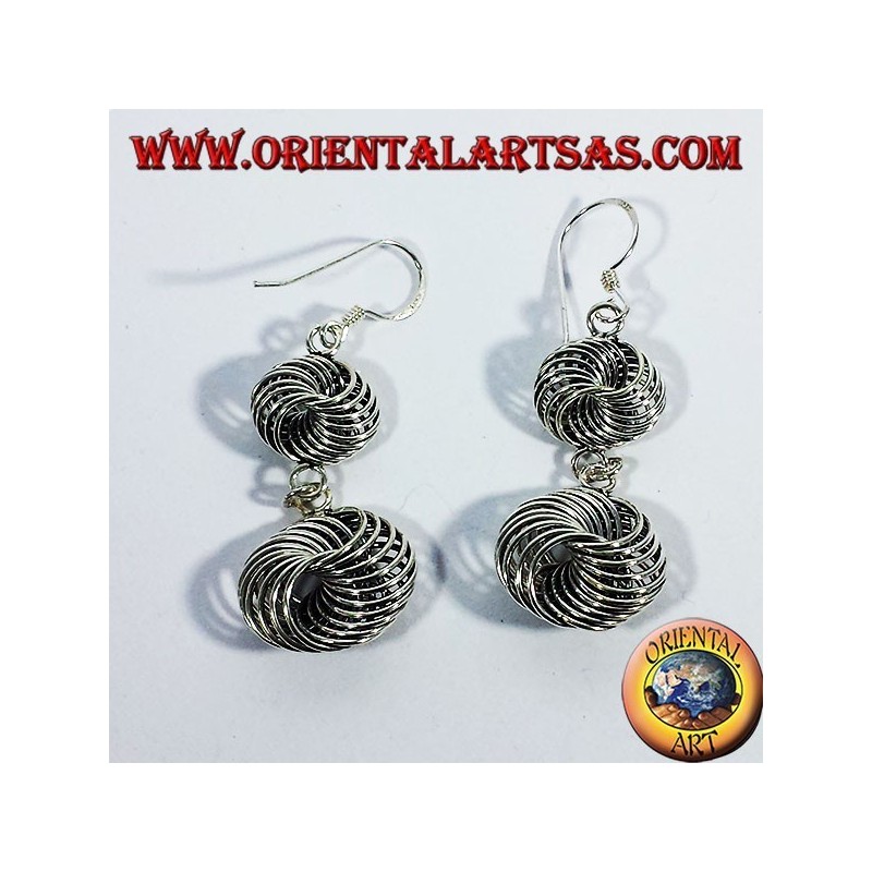boucle d'oreille en argent, deux anneaux noeud