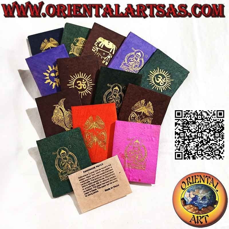 Libreta rectangular con estampado, papel de arroz nepalí (10 x 7,5)