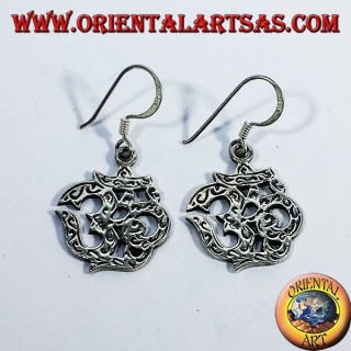 incrustés boucles d'oreilles en argent, Om (ॐ) syllabe sacrée
