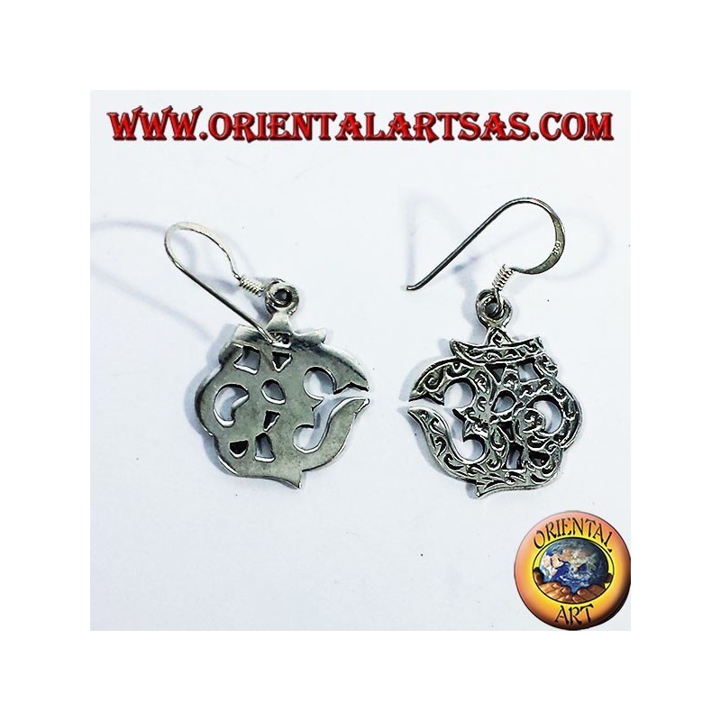 incrustés boucles d'oreilles en argent, Om (ॐ) syllabe sacrée