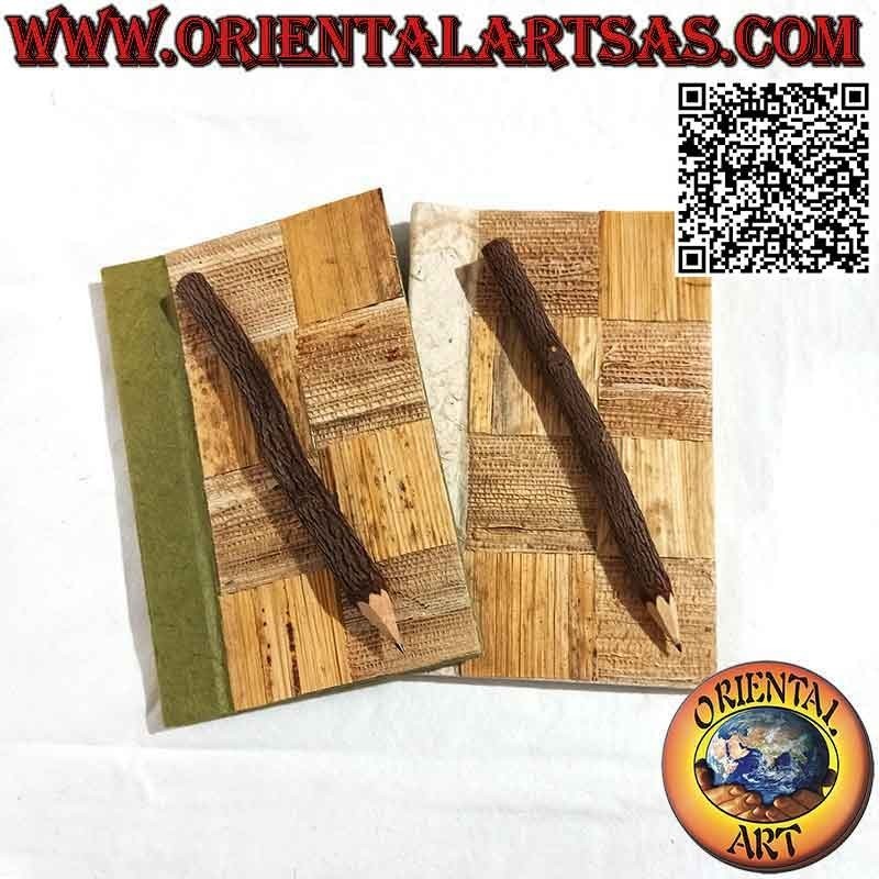 Taccuino quaderno rettangolare con copertina in corteccia e fibre naturali, in carta di riso (20 x 13)