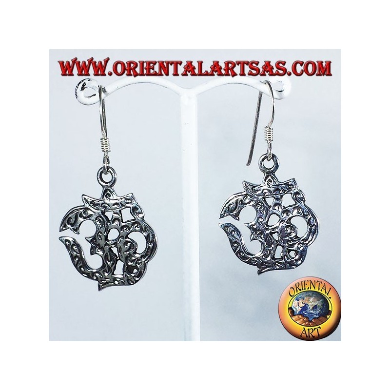 incrustaciones pendientes de plata, Om (ॐ) sílaba sagrada