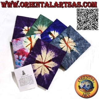 Notebook with colorful soft cover and "rising sun" pattern, in Nepalese rice paper (20 x 15.5)