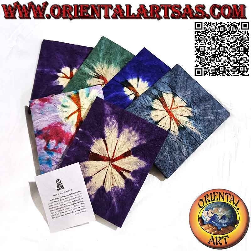 Notizbuch mit buntem Softcover und "aufgehende Sonne"-Muster, aus nepalesischem Reispapier (20 x 15,5)
