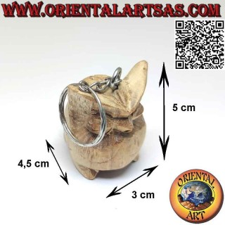 Schlüsselanhänger aus Metall mit handgefertigter Eule aus Holz