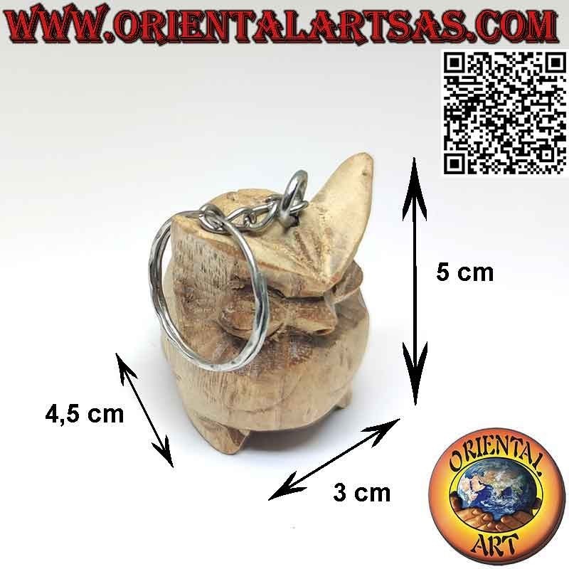 Llavero de metal con búho de madera hecho a mano