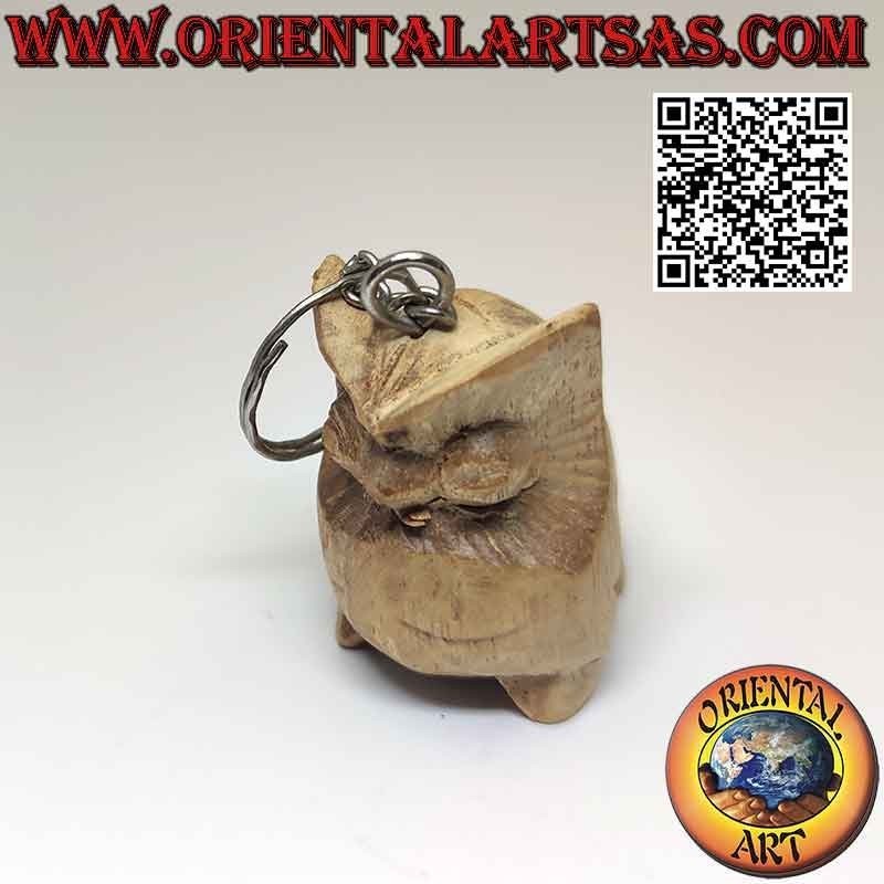 Metal keychain with handmade wooden owl