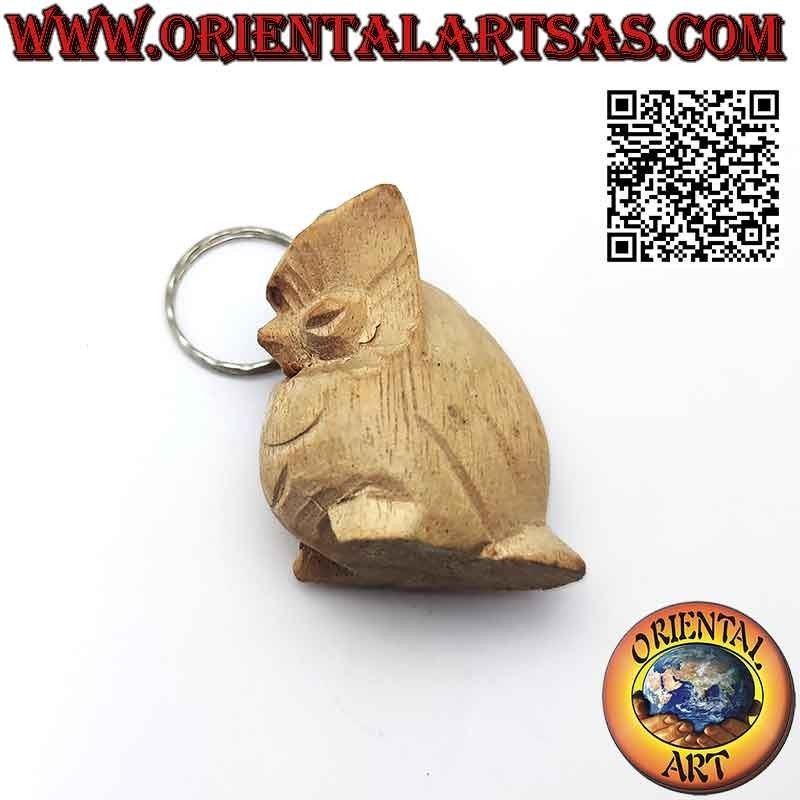 Porte-clés en métal avec hibou en bois fait à la main