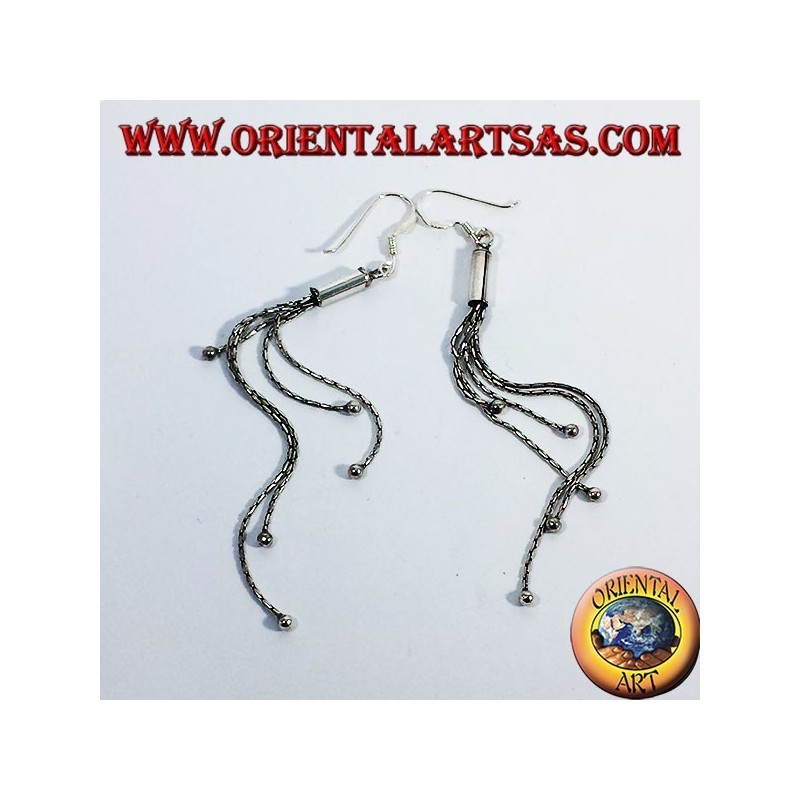 Boucles d'oreilles argent dans cinq chaînes