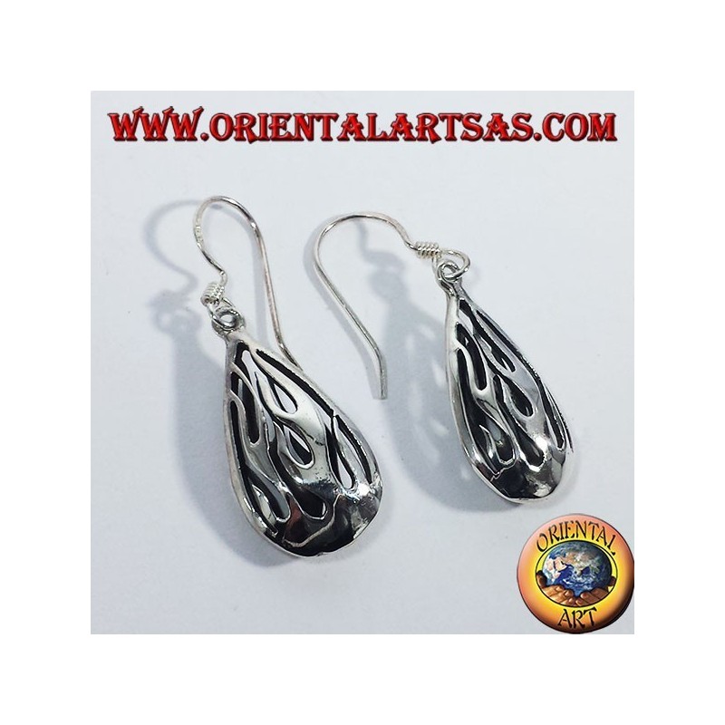 Silver earrings Flame Fire