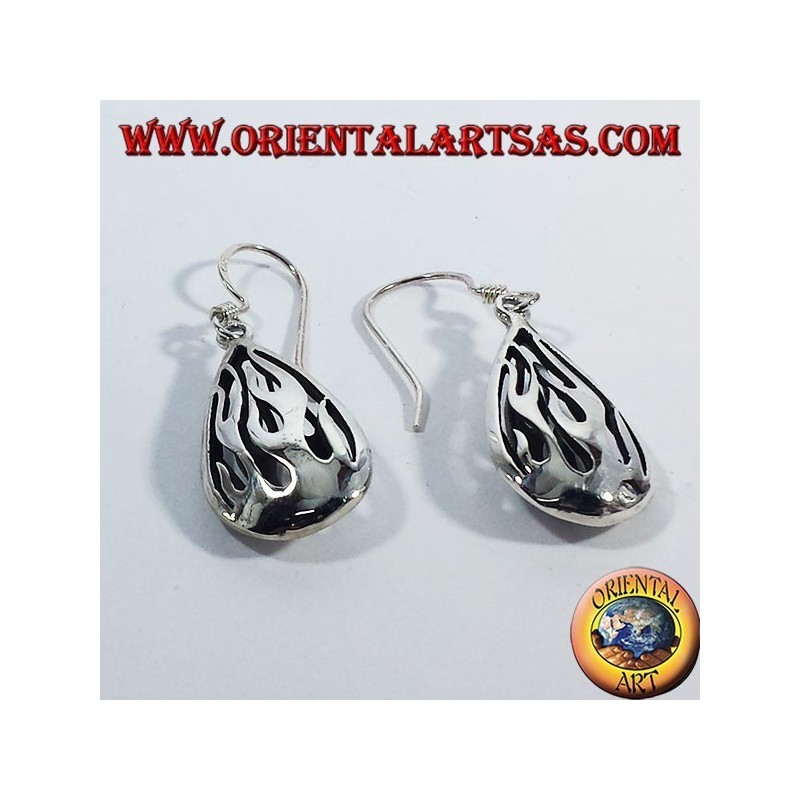 pendientes de plata de la llama del fuego