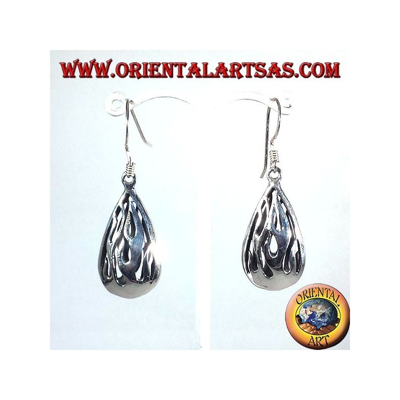 pendientes de plata de la llama del fuego