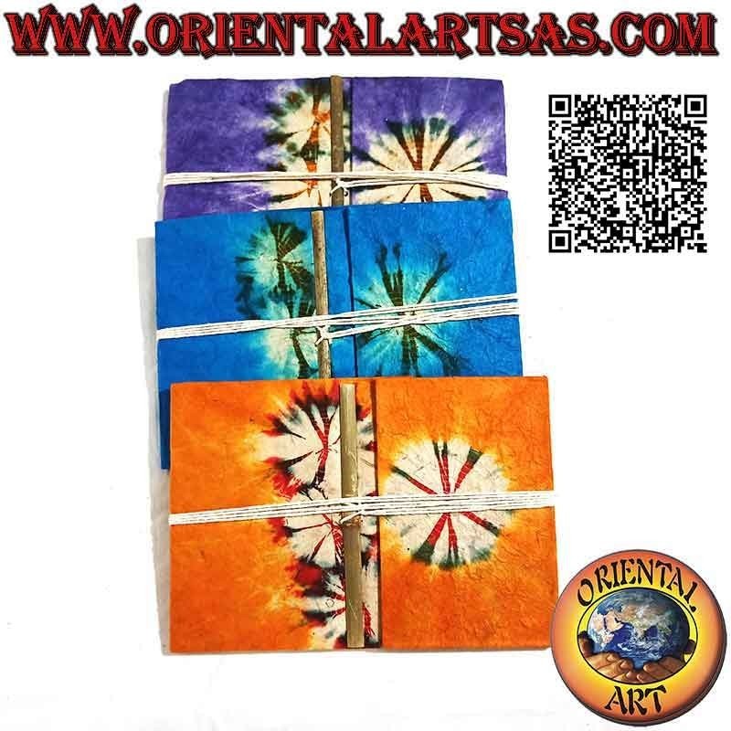 Notebook horizontal notebook with central closure and binding, in Nepalese rice paper (15.5 x 22)