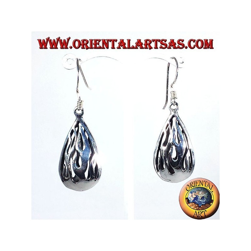 Silver earrings Flame Fire