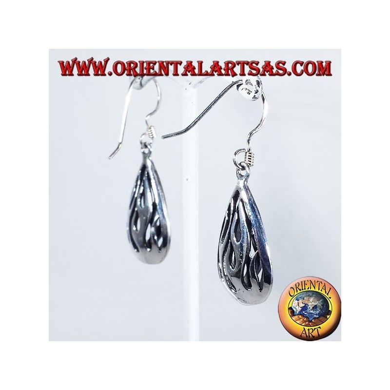pendientes de plata de la llama del fuego