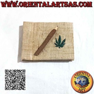 Libreta horizontal con tapa de cáñamo y hoja aplicada, en papel de arroz