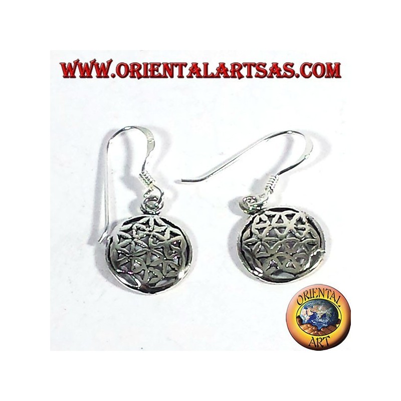 Silver earrings flower of life, small