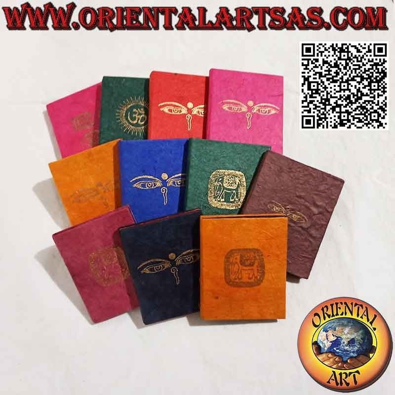 Libreta rectangular con estampado, papel de arroz nepalí (9 x 7,5)