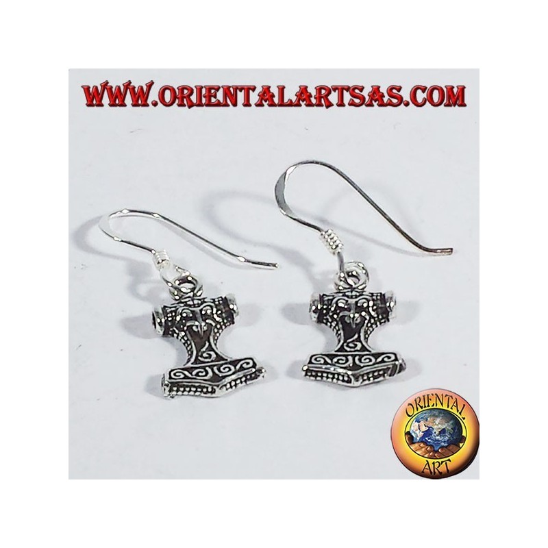 Pendientes de plata Mjolnir, el martillo de Thor