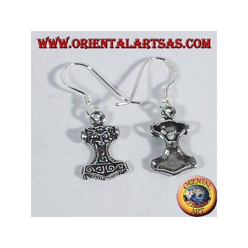 Silver earrings Mjollnir, Thor's Hammer