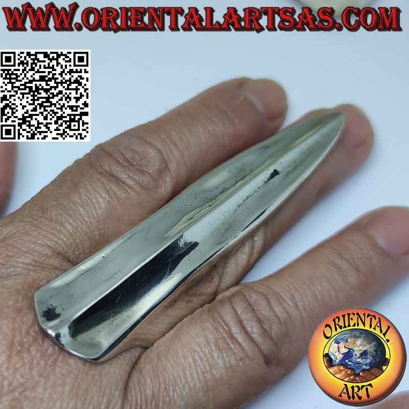 Glatter Silberring mit Fingerschutzpanzer mit zentralem Relief