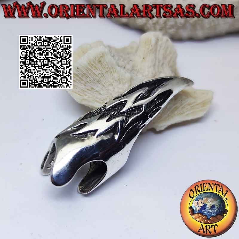 Krallennagelabdeckungsring aus Silber mit Flachrelief und perforierter Dekoration (verstellbar)