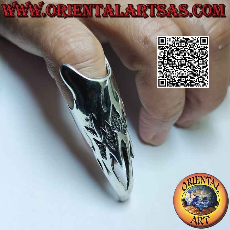 Krallennagelabdeckungsring aus Silber mit Flachrelief und perforierter Dekoration (verstellbar)