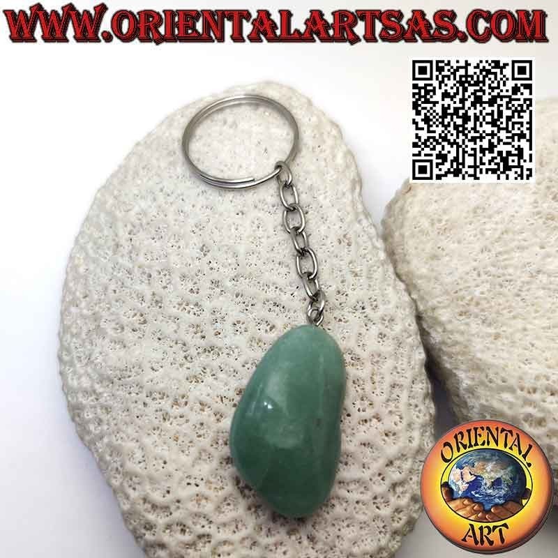 Llavero de Metal con Aventurina Natural Pulida