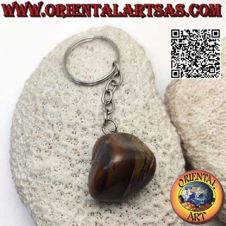 Natural Tumbled Tiger Eye Metal Keychain | Oriental Art