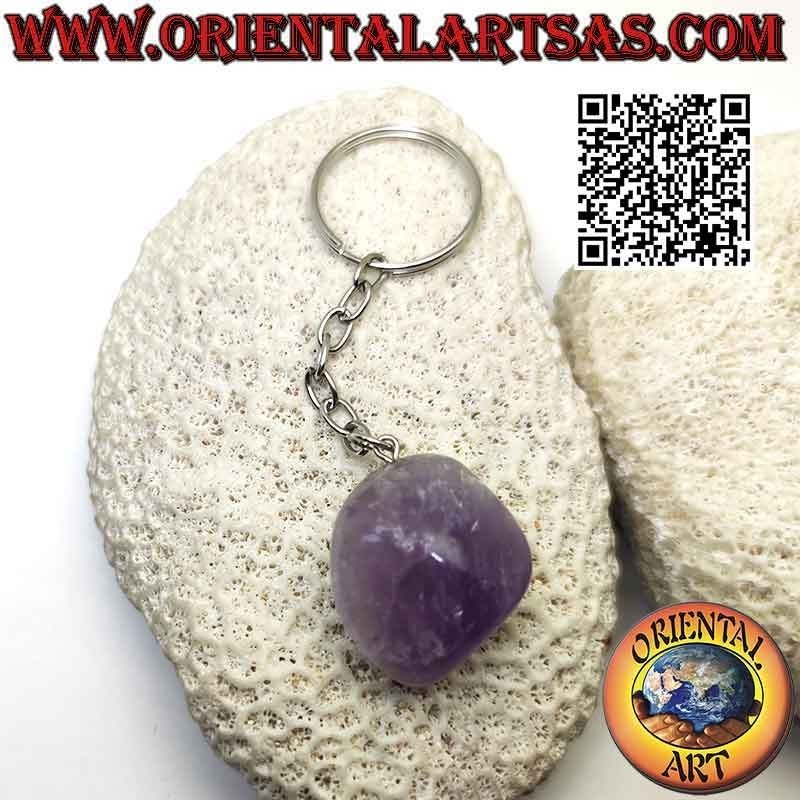 Natural Amethyst Metal Keychain | Oriental Art