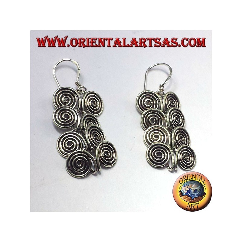 boucle d'oreille en argent, huit spirales