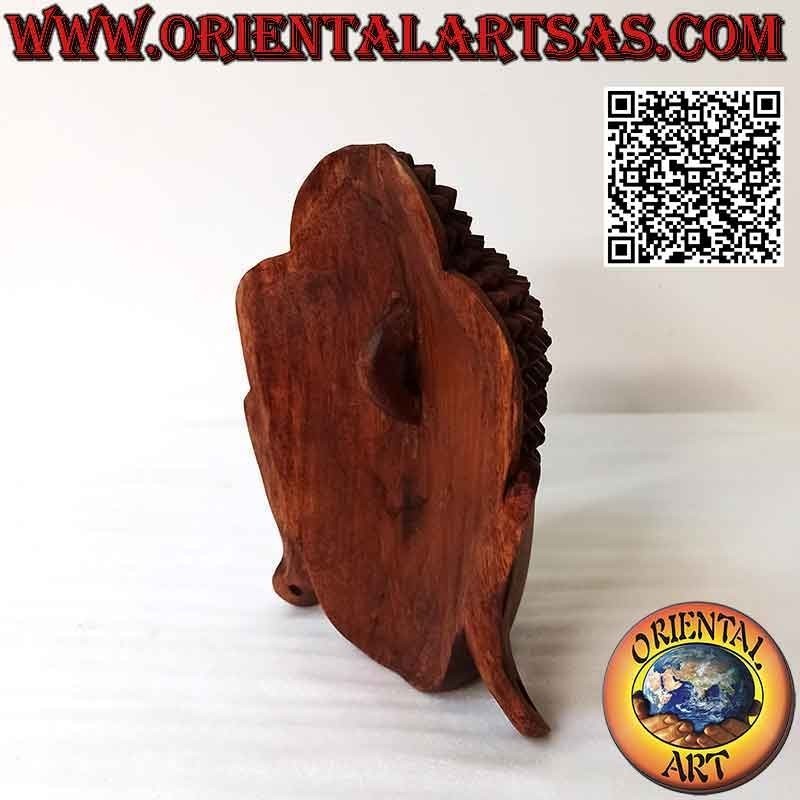 Maschera scultura testa di buddha da muro o da appoggio in legno di suar, 20 x 16 cm (unico blocco)