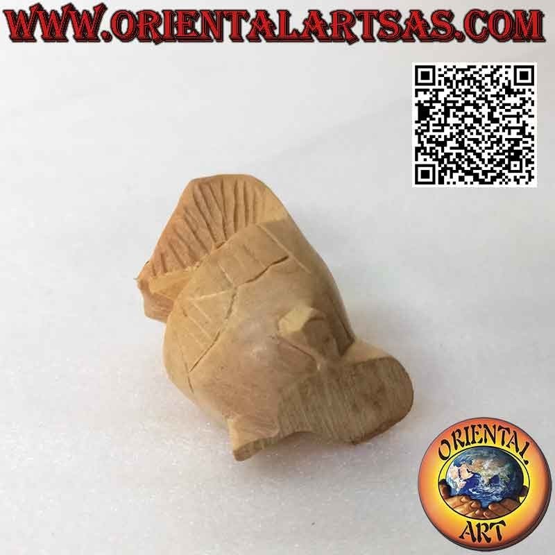 Scultura di un gufo rannicchiato in legno di ibisco da 4,5 cm