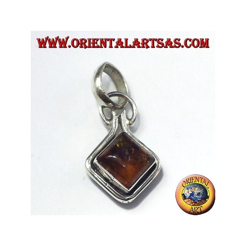 Silver Pendant with Amber mounted to rumble
