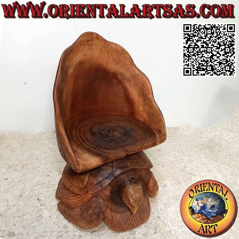 Fauteuil de salon avec sculpture "rocher sur tortue", en bois de suar sculpté à la main