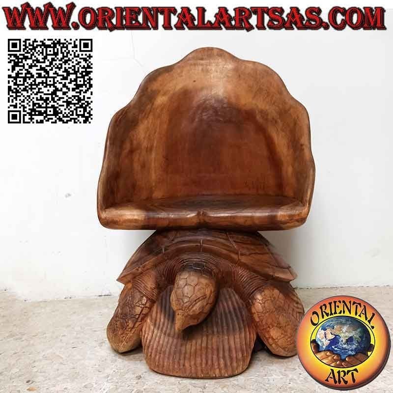 Sillón para salón con escultura "roca sobre tortuga", en madera de suar tallada a mano
