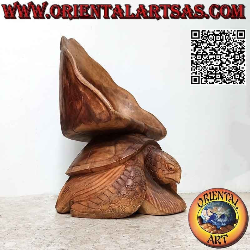 Fauteuil de salon avec sculpture "rocher sur tortue", en bois de suar sculpté à la main