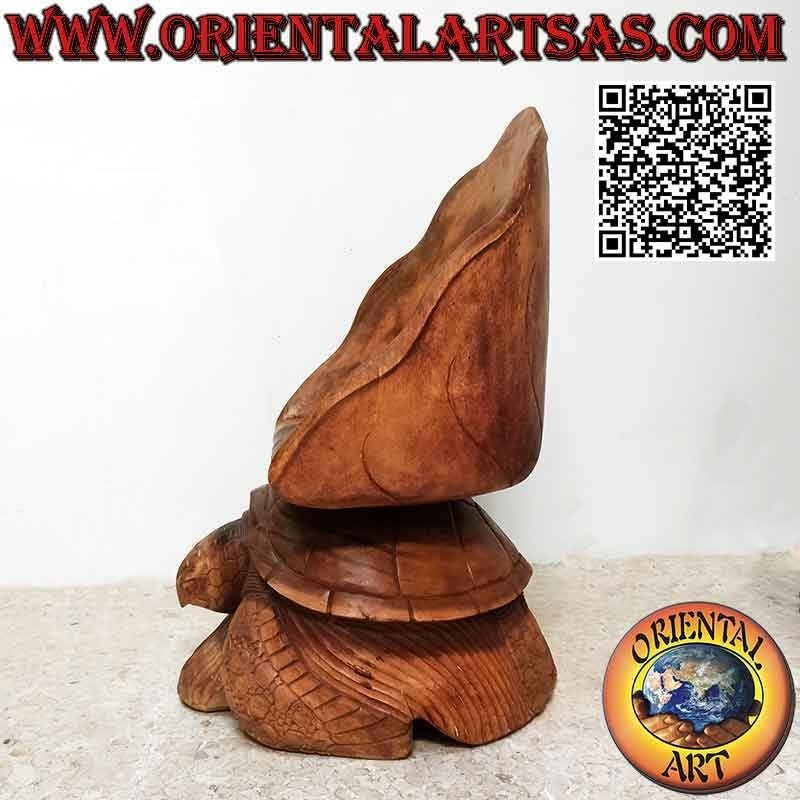 Sessel für Wohnzimmer mit Skulptur "Rock on Turtle", aus handgeschnitztem Suar-Holz