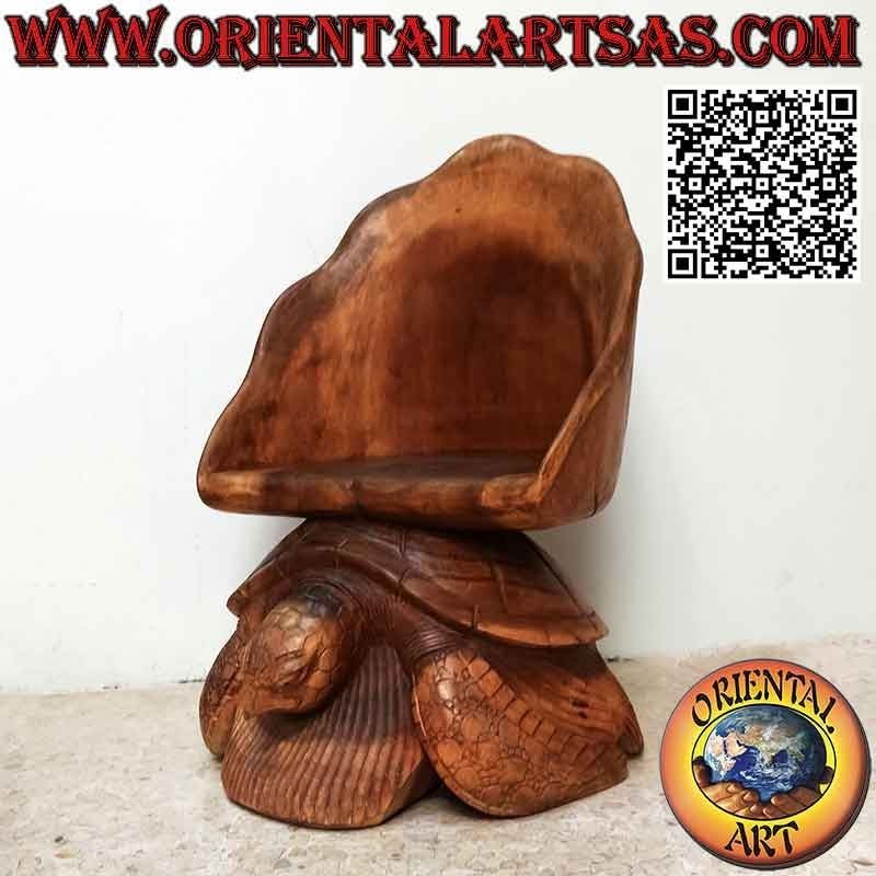 Sessel für Wohnzimmer mit Skulptur "Rock on Turtle", aus handgeschnitztem Suar-Holz