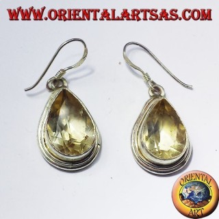 Boucles d'oreilles argent avec topaze goutte à facettes