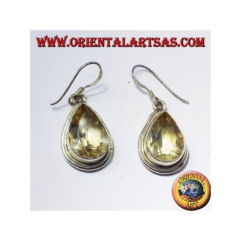 Boucles d'oreilles argent avec topaze goutte à facettes