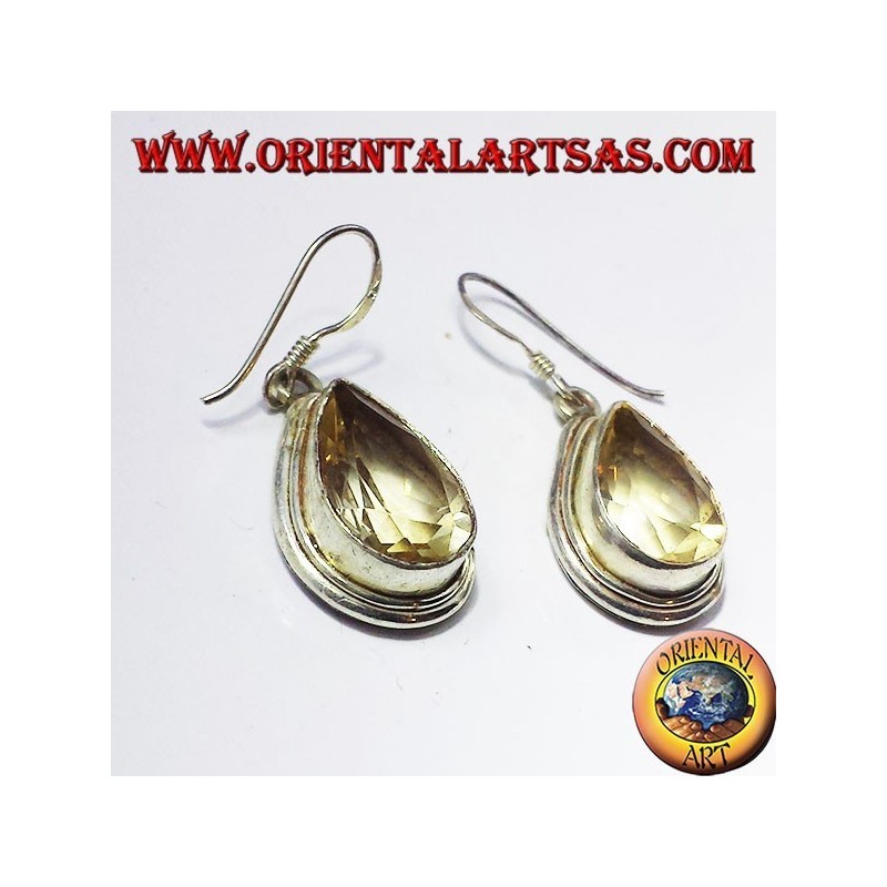 Boucles d'oreilles argent avec topaze goutte à facettes