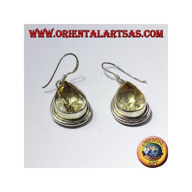 Silber-Ohrringe mit Topas in facettiert Tropfen