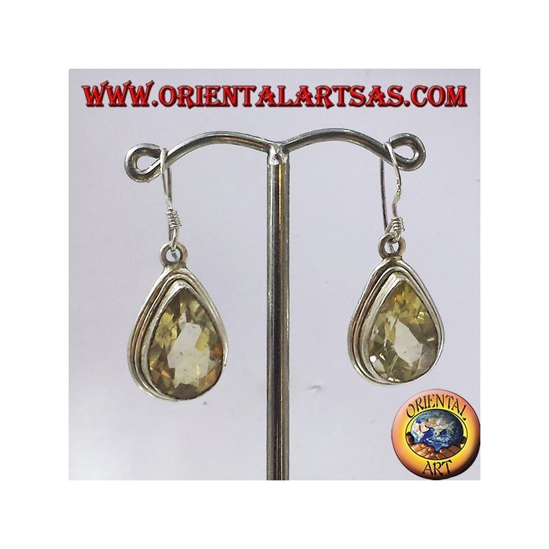 Silver earrings with topaz in faceted drop