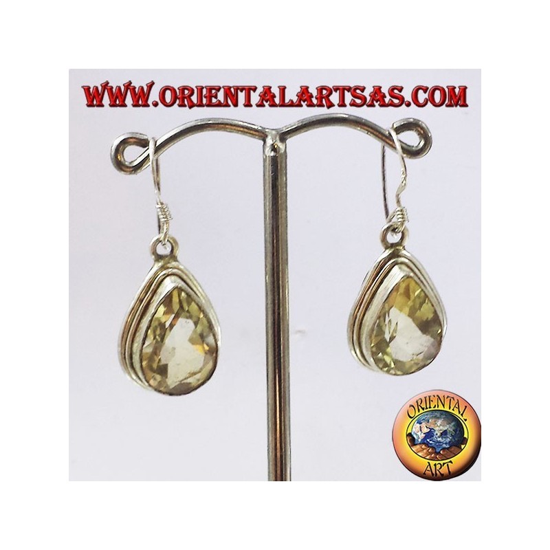 Boucles d'oreilles argent avec topaze goutte à facettes