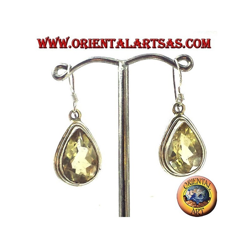 Silver earrings with topaz in faceted drop