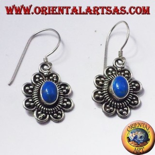 boucles d'oreilles en argent avec turquoise ovale