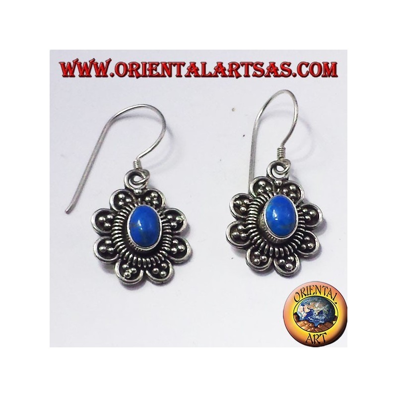 boucles d'oreilles en argent avec turquoise ovale