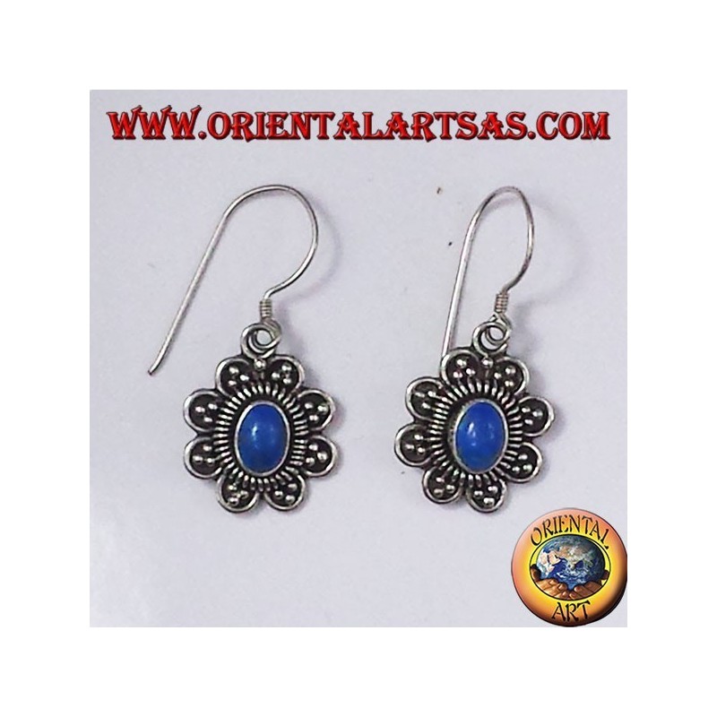 pendientes de plata con turquesa ovalada